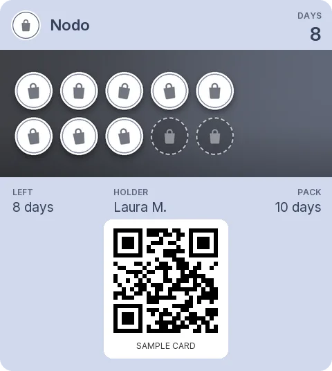 Sample card: 10-day pack from Nodo