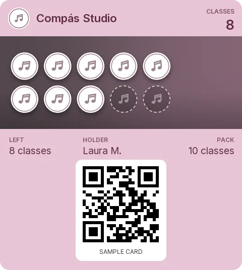 Sample card: 10-class pack from Compás Studio