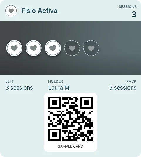 Sample card: 5-session pack from Fisio Activa