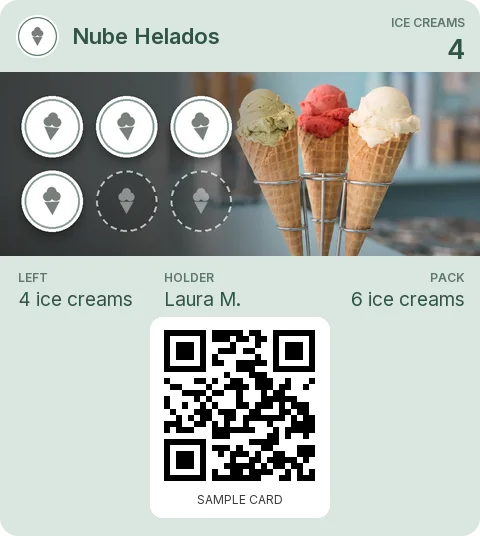 Sample card: 6-ice cream pack from Nube Helados