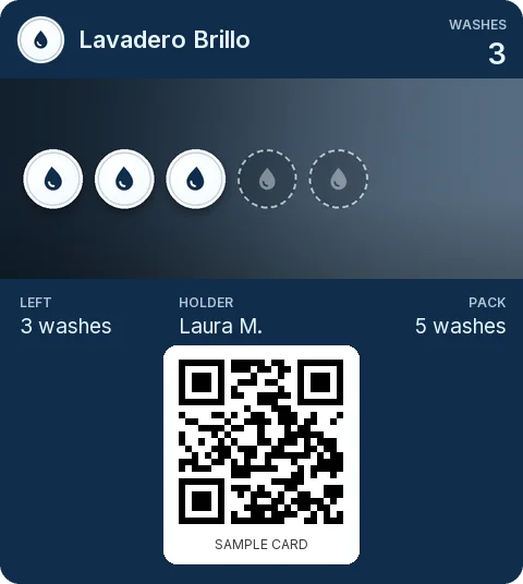 Sample card: 5-wash pack from Lavadero Brillo