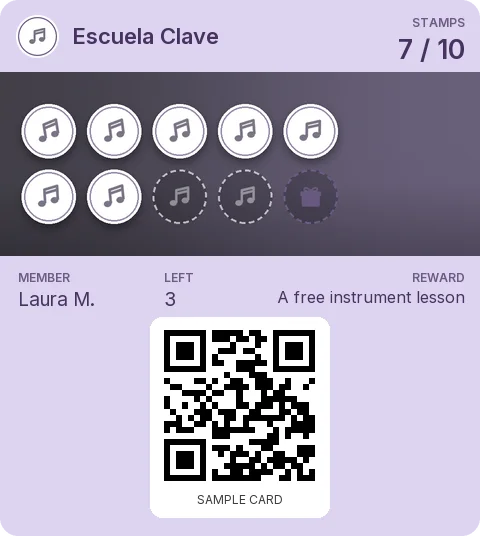 Sample card: Loyalty card from Escuela Clave
