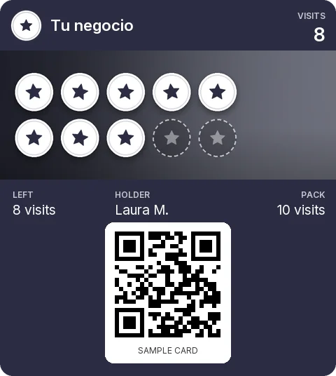 Sample card: 10-visit pack from Tu negocio