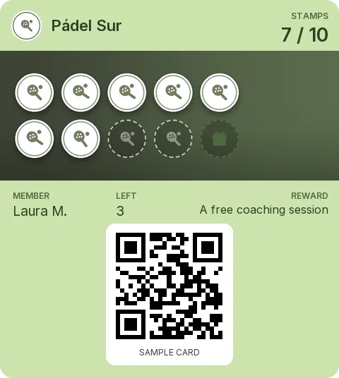 Sample card: Loyalty card from Pádel Sur