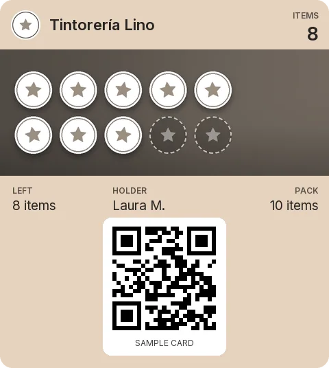 Sample card: 10-item pack from Tintorería Lino