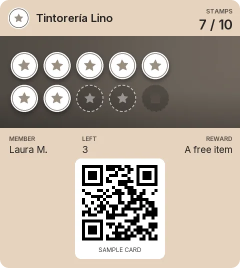 Sample card: Loyalty card from Tintorería Lino