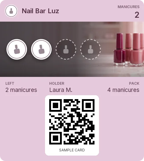 Sample card: 4-manicure pack from Nail Bar Luz