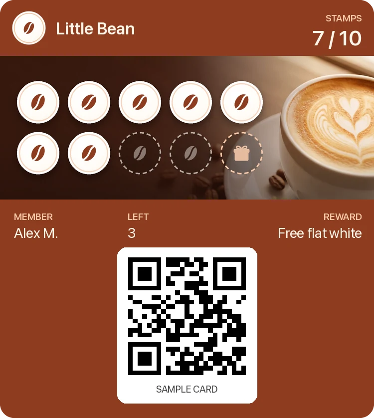 Coffee shops stamp card design example
